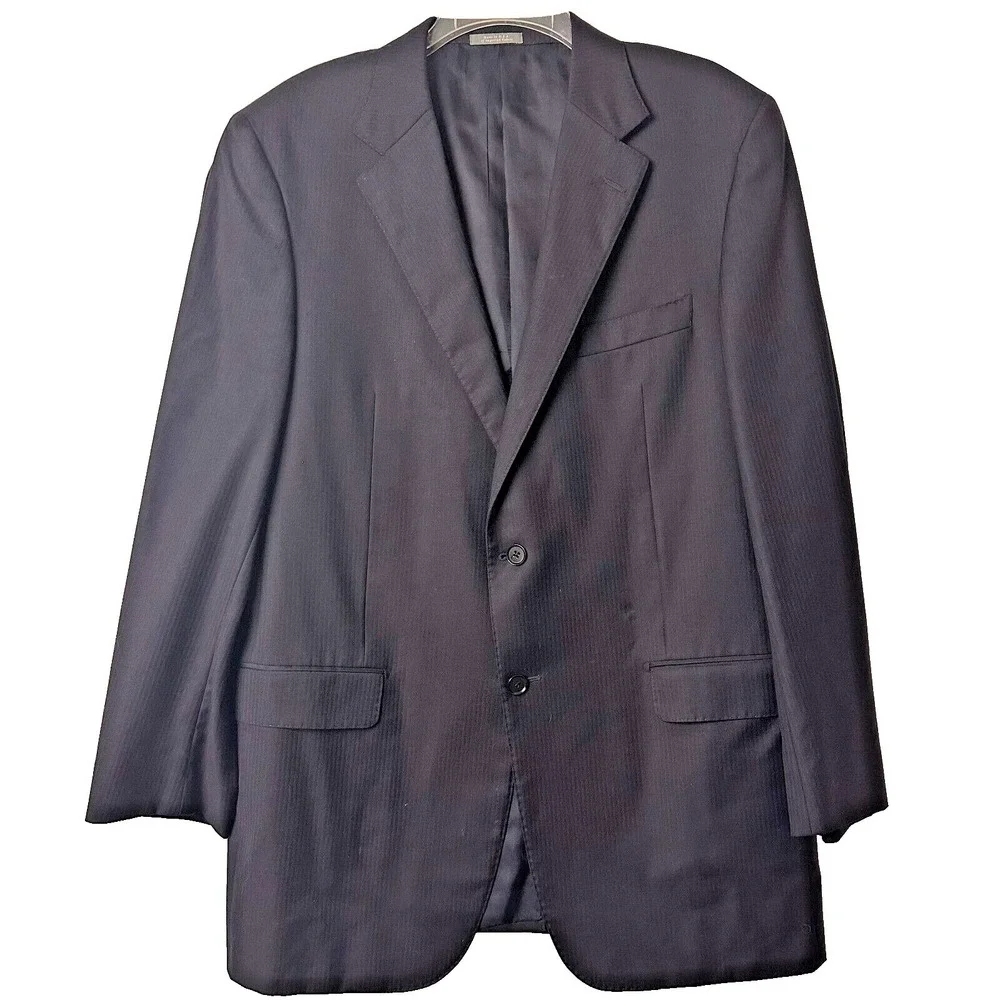 Daniel Cremieux Loro Piana Super 170s Wool Blazer Navy Herringbone Jacket Mens